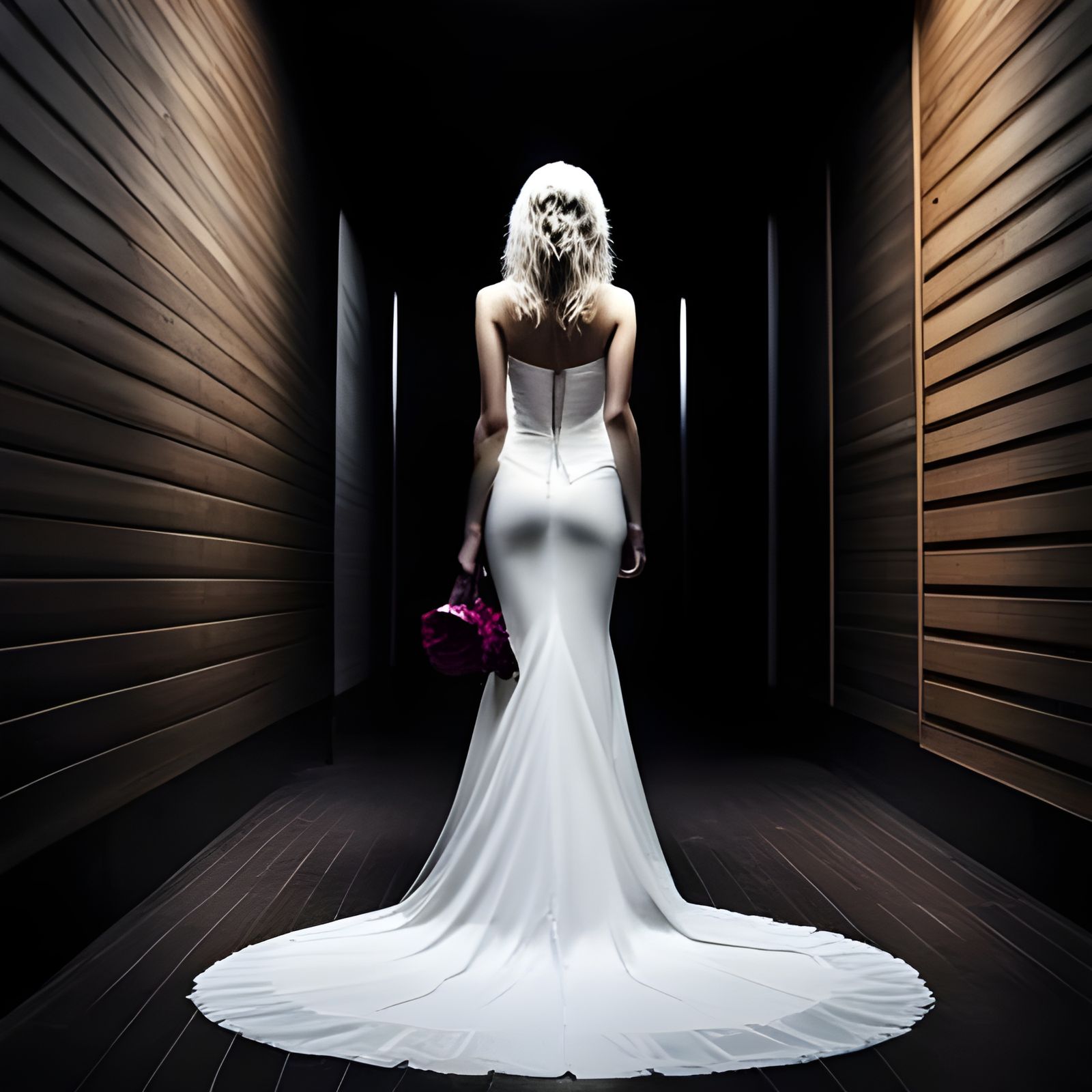 Gorgeous Ghost Bride Portrait in Dark Hallway