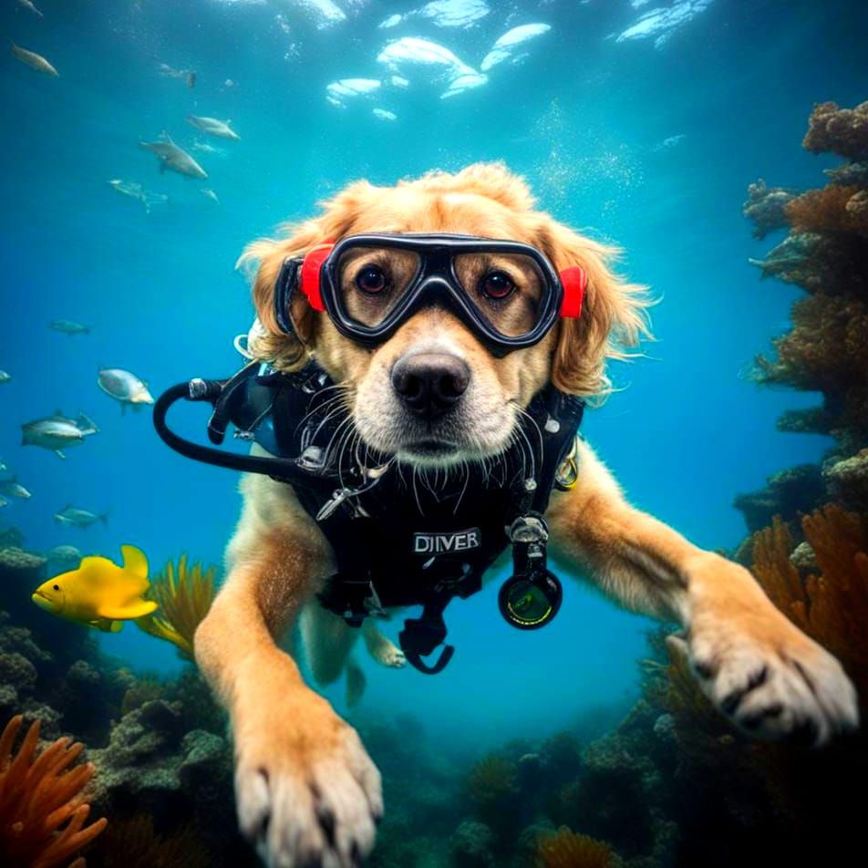 Dog Mid-Air Dive Into Water