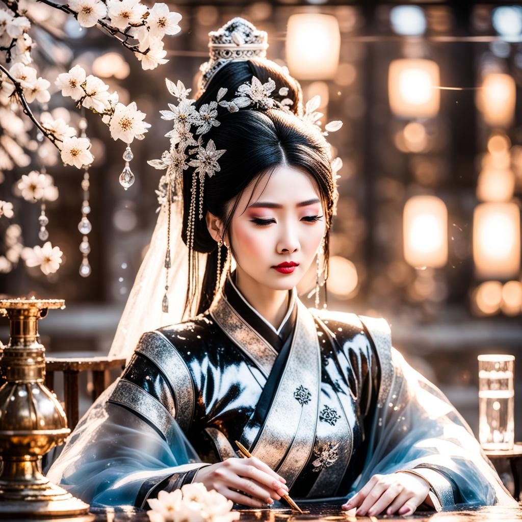 Chinese Woman General Gazing at Blossoming Snow