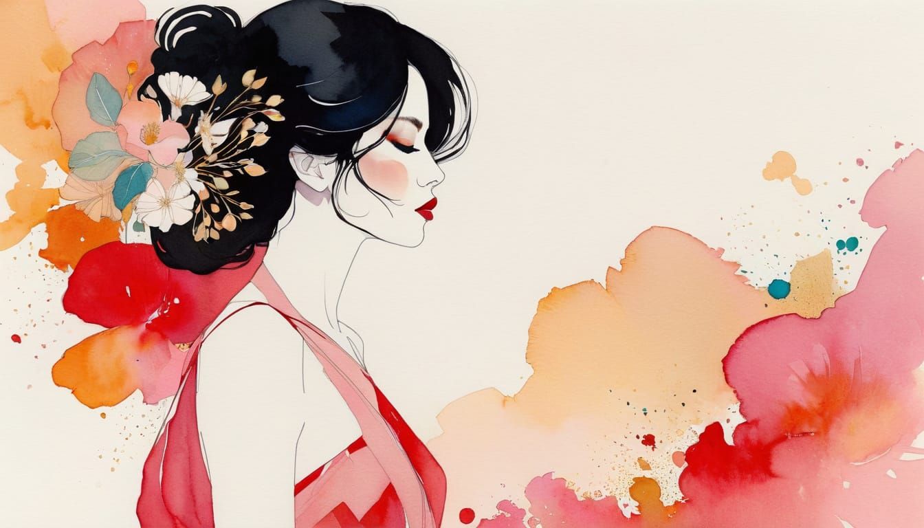 Ethereal Female Figures in Delicate Watercolor Illustration