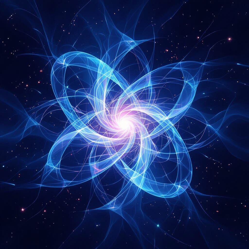 Rebirth Album Cover: Abstract Light Forms in Midnight Blue