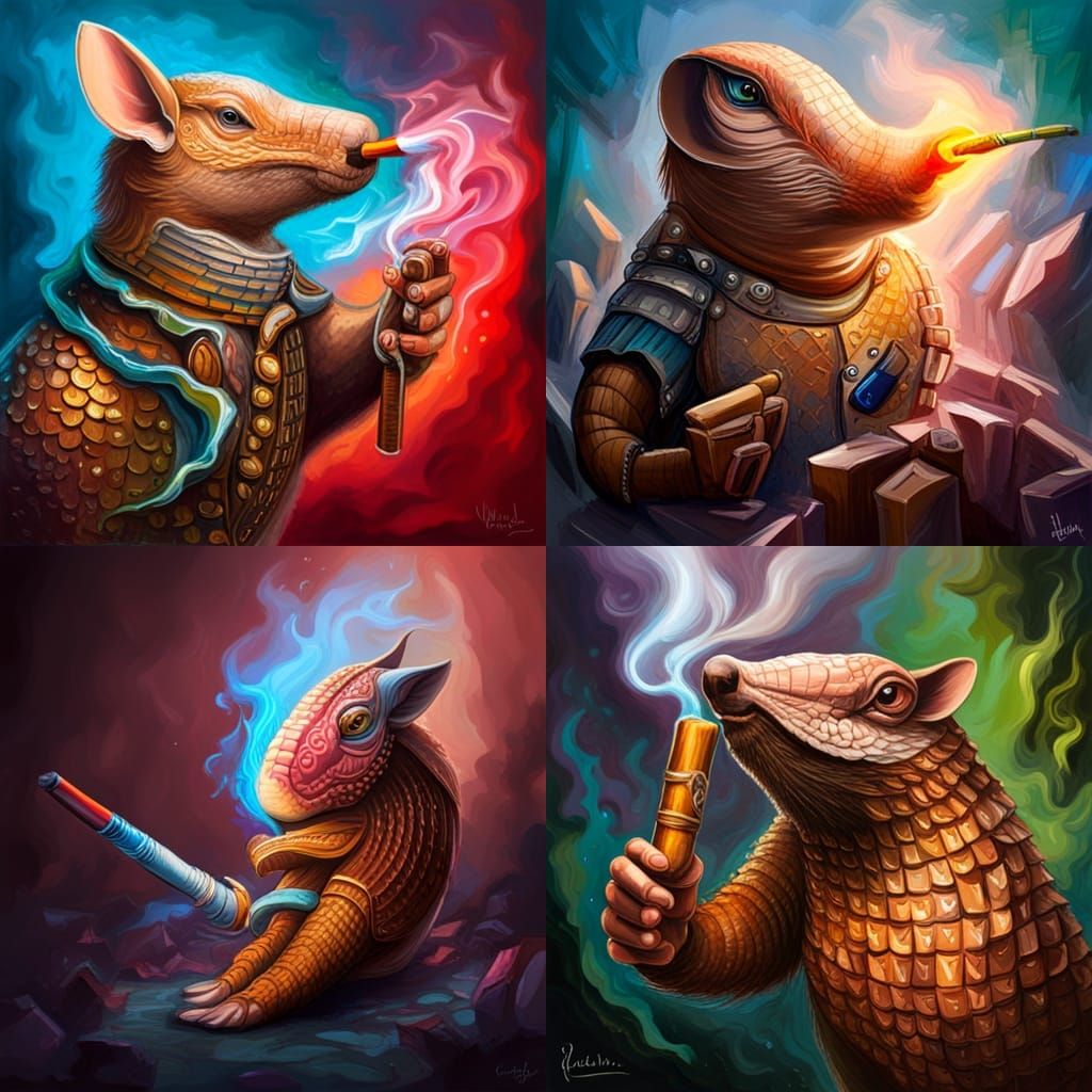 Armadillo Smoking Cigarillo in Graffiti Art Style
