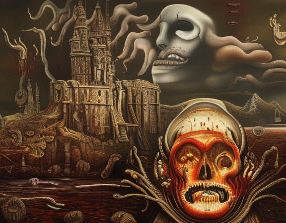 Gruesome Head on Pike in City Ruins