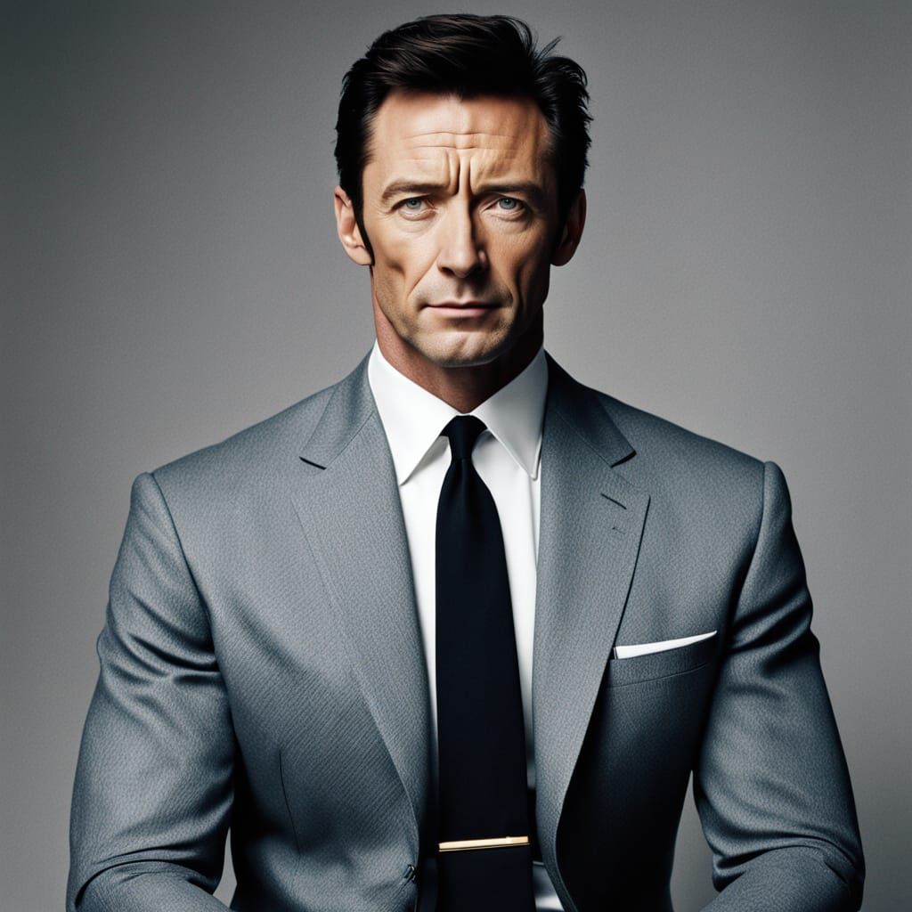 Hugh Jackman in Ultra-Realistic 1960s Business Portrait
