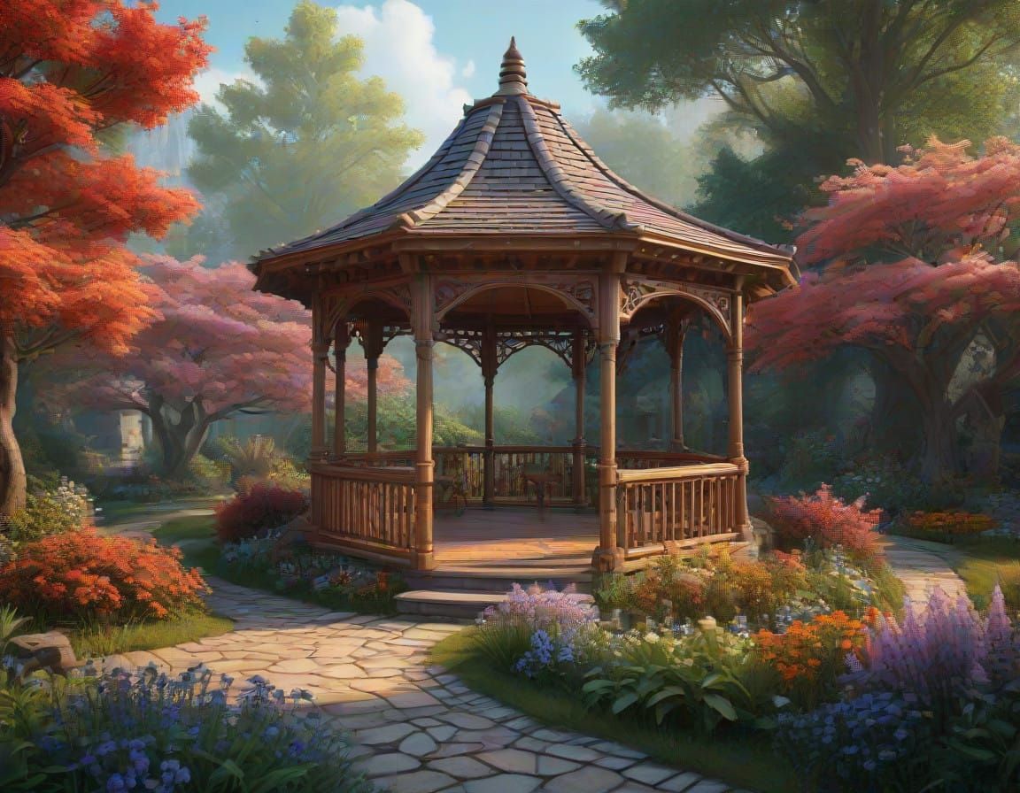 Enchanted Garden Oasis in Vibrant Red Cedar