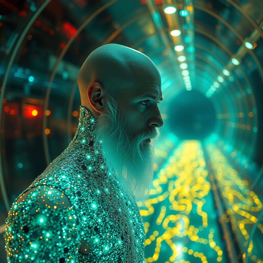 Glass Circuit Cyborg with Glitter Mosaic Skin