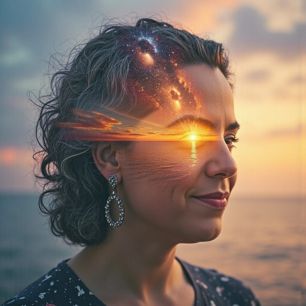 Cyberpunk Goddess amidst Epic Adventures and Starry Skies