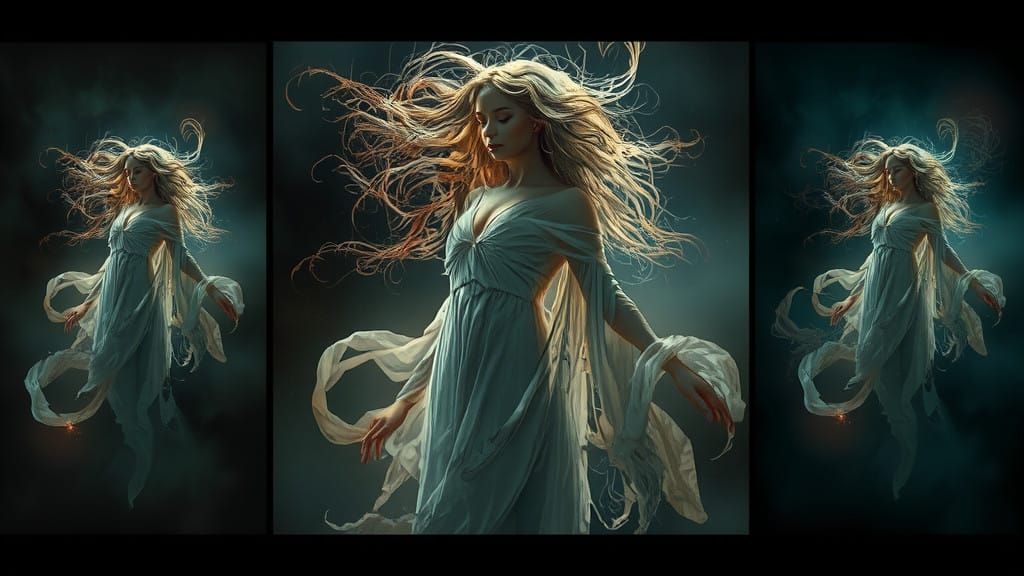 Ethereal Woman in Noir-Inspired Concept Art