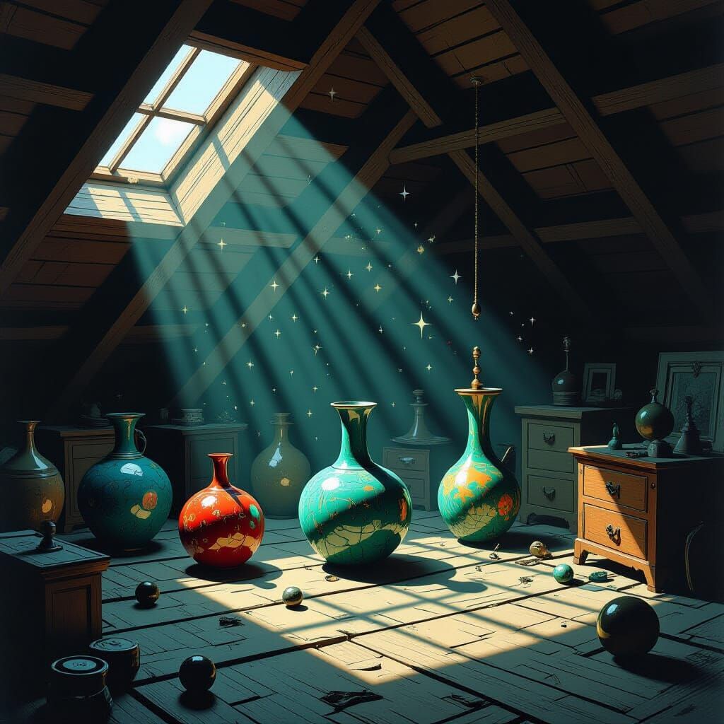 Strange Objects in Dim Attic Spotlight