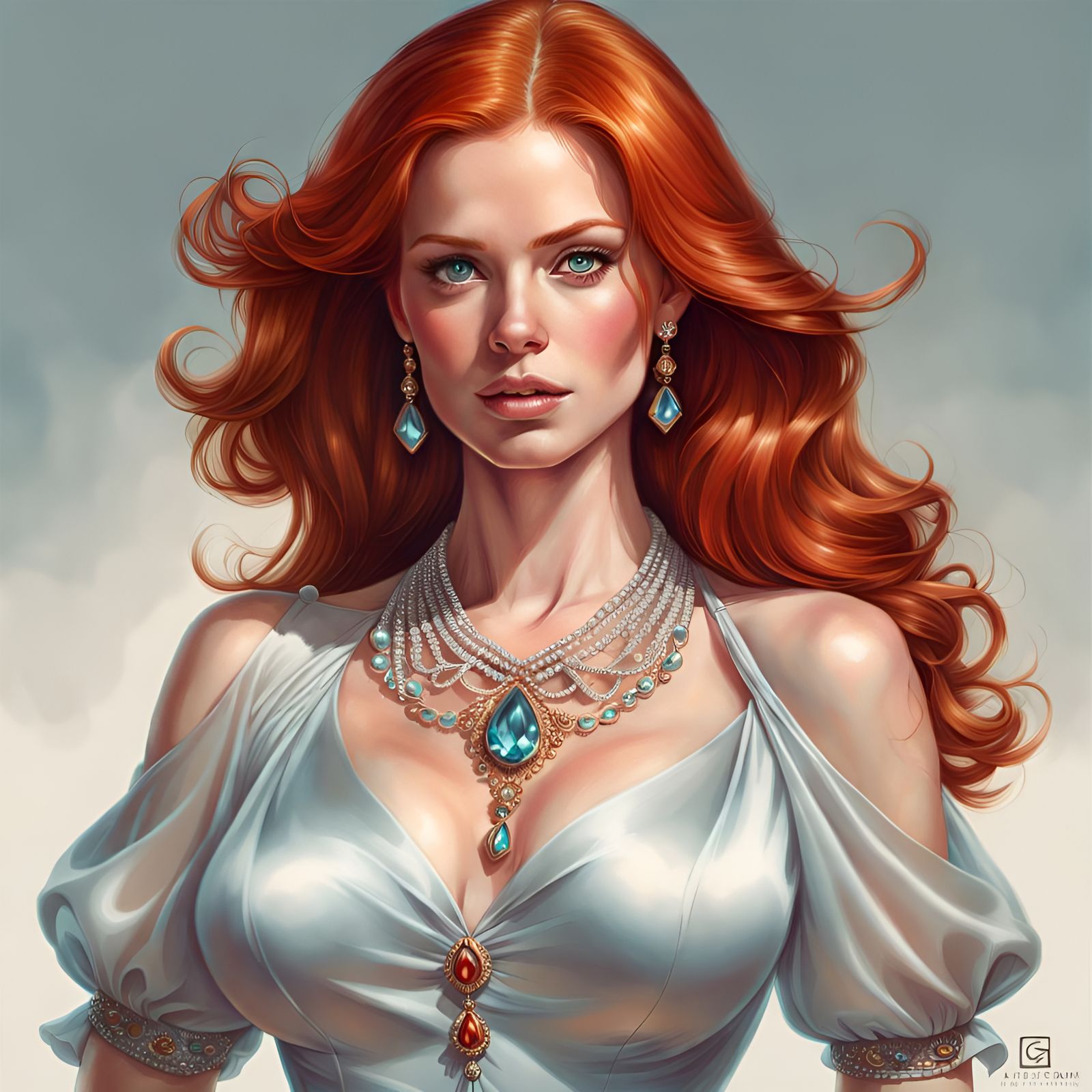 Redhead Woman Portrait in Hyperrealistic Digital Art