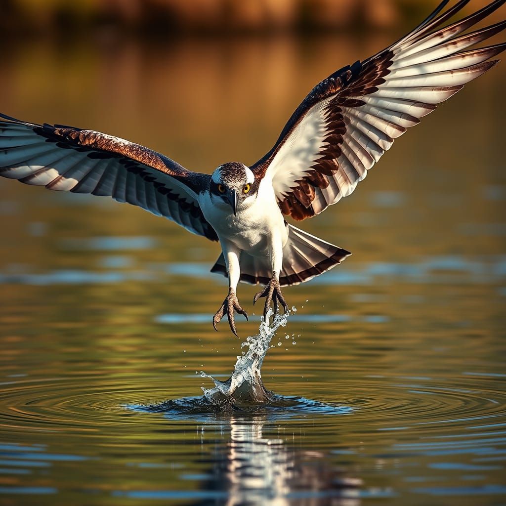 Hyperrealistic Osprey Hunting, Detailed Plumage