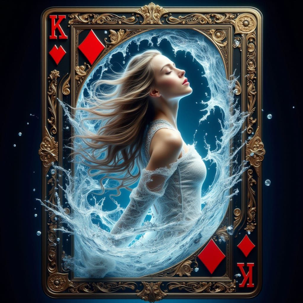 Ethereal German Beauty Breaks Through Card in Hyper-Realisti...