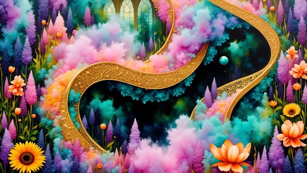 Ethereal Greenhouse Mansion with Feathered Staircase