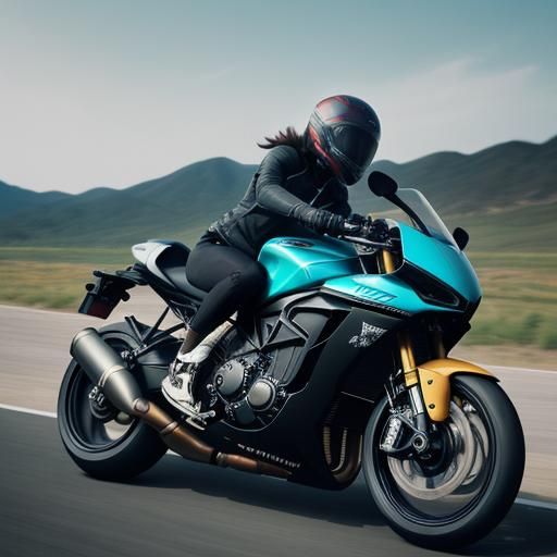 Girl on Dragonfly Superbike Does Wheelie