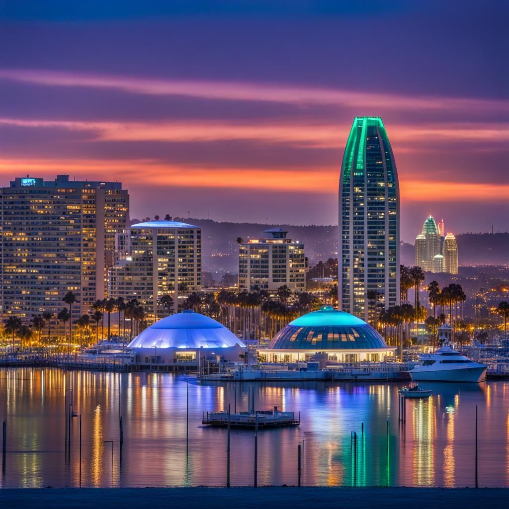 UFO over San Diego Bay at Sunset