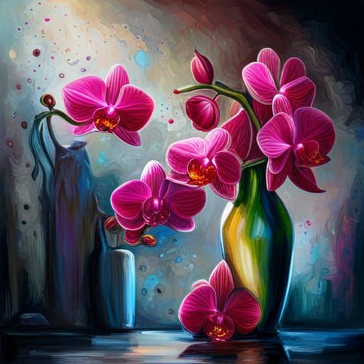 Orchids and Wine in Graffiti Splash Art Style