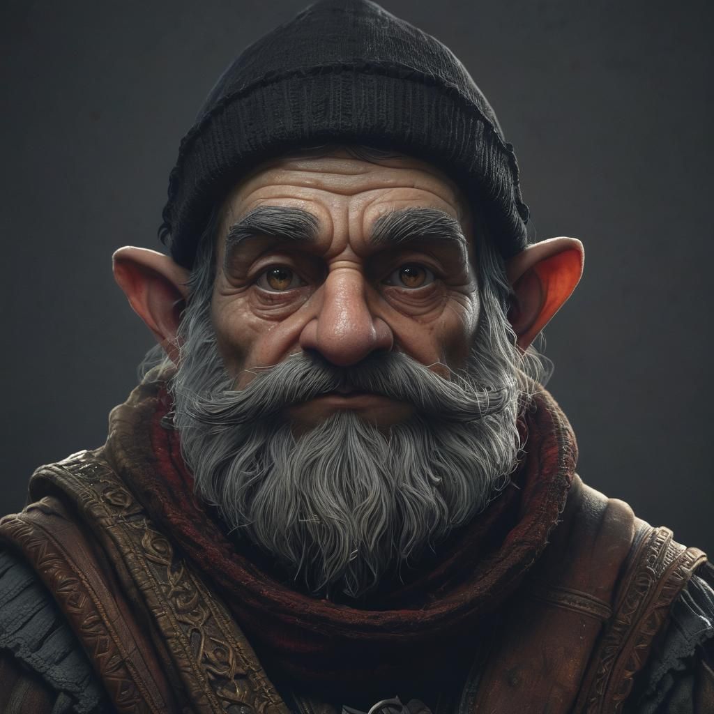 Gnome Cleric Portrait in Dark Fantasy Style