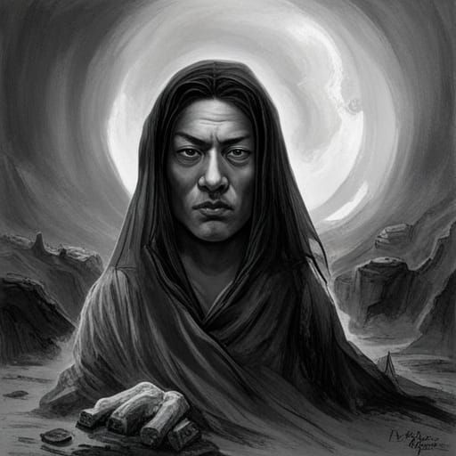 Eerie Portrait of Young Man in Gothic Horror Style