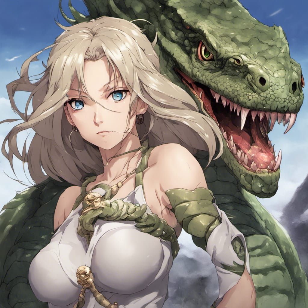 Anime Fantasy Girl Transforms into Serpent