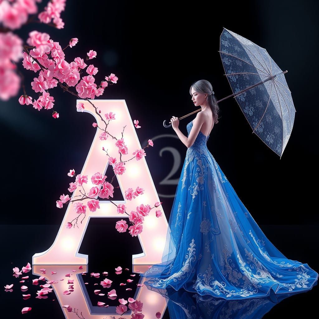 Ethereal 3D Letter A in Fantasy Concept Art Style