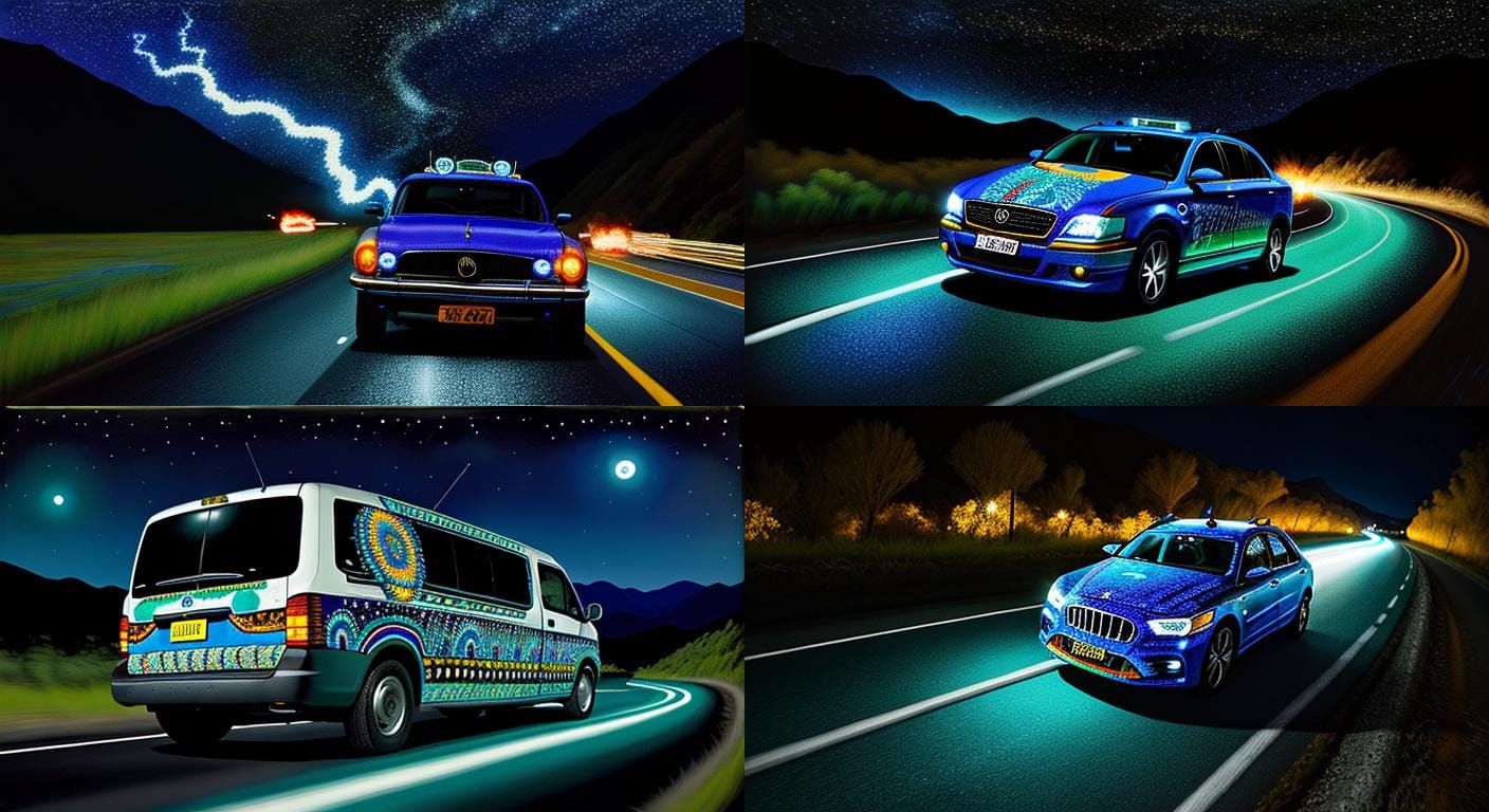 Huichol Ghost Dancer on a Dark Highway