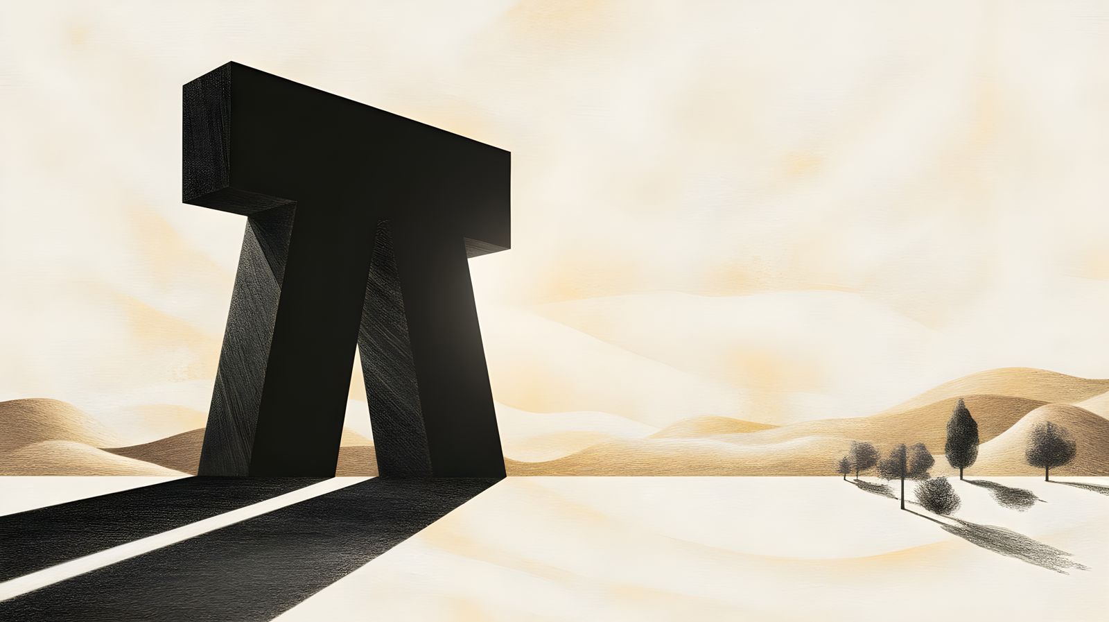 Ethereal Sculpture Emerges from Charcoal Drawing Landscape