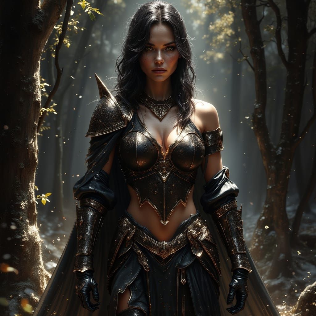 Warrior Woman in Dark Fantasy Armor