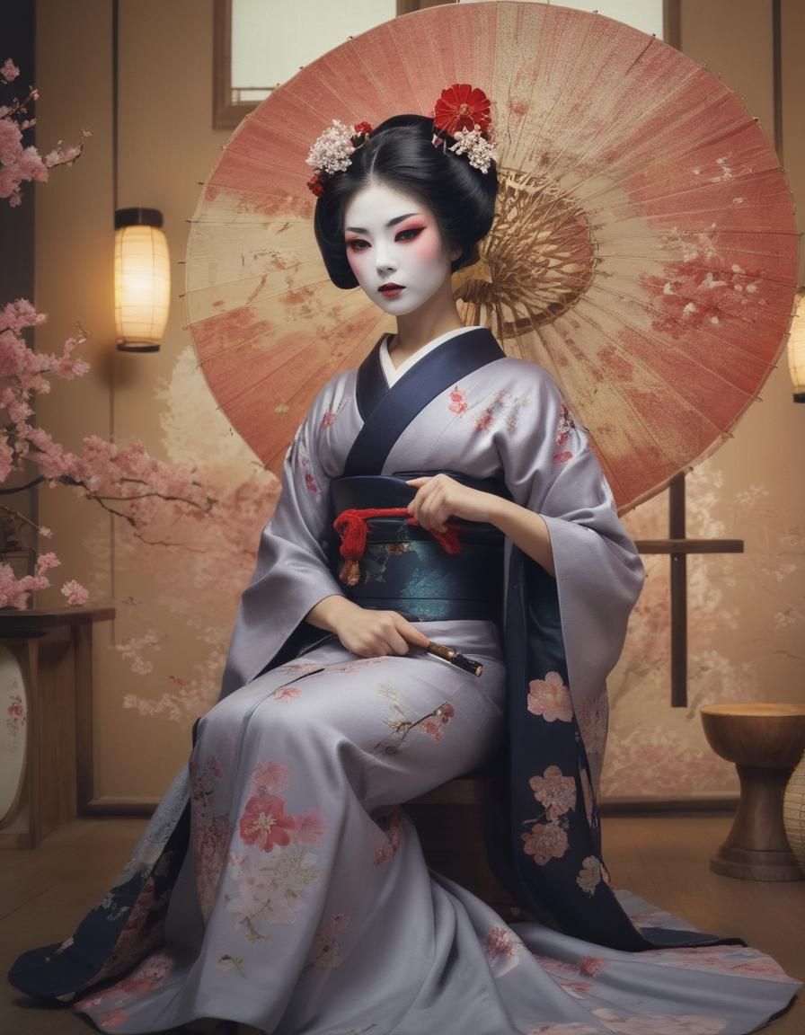 Elegant Geisha with Traditional Hairstyle