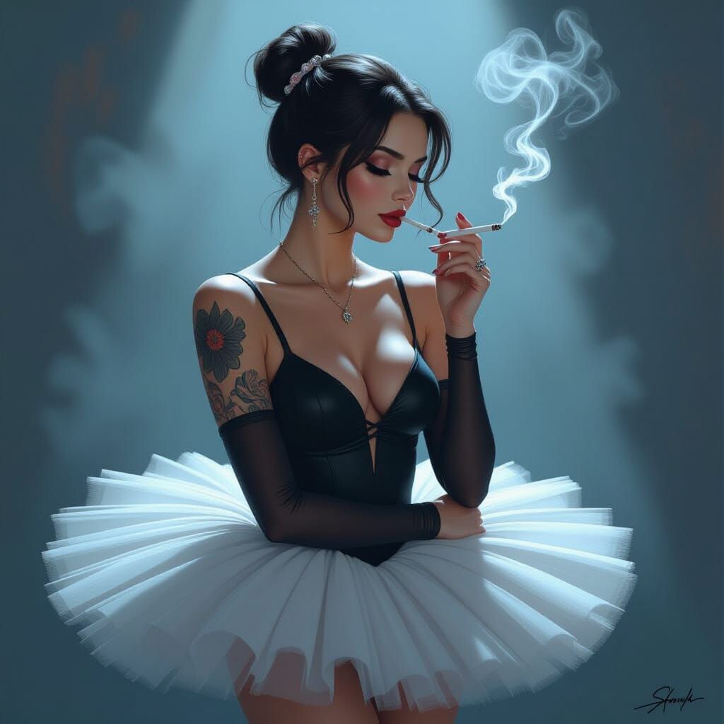 Edgy Ballerina in Film Noir Style