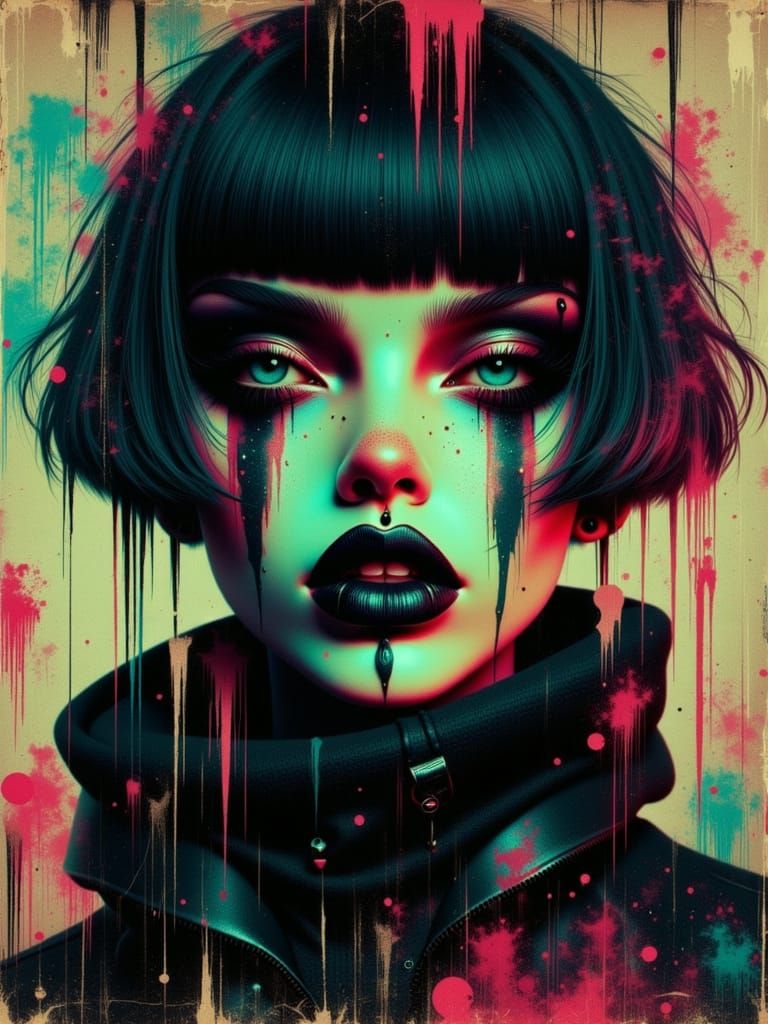 Gothic Grunge Beauty: Colourful Melancholic Portrait