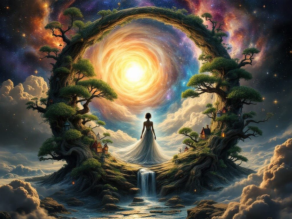 Surreal Cosmos Scene in Vibrant Colors and Intricate Texture...