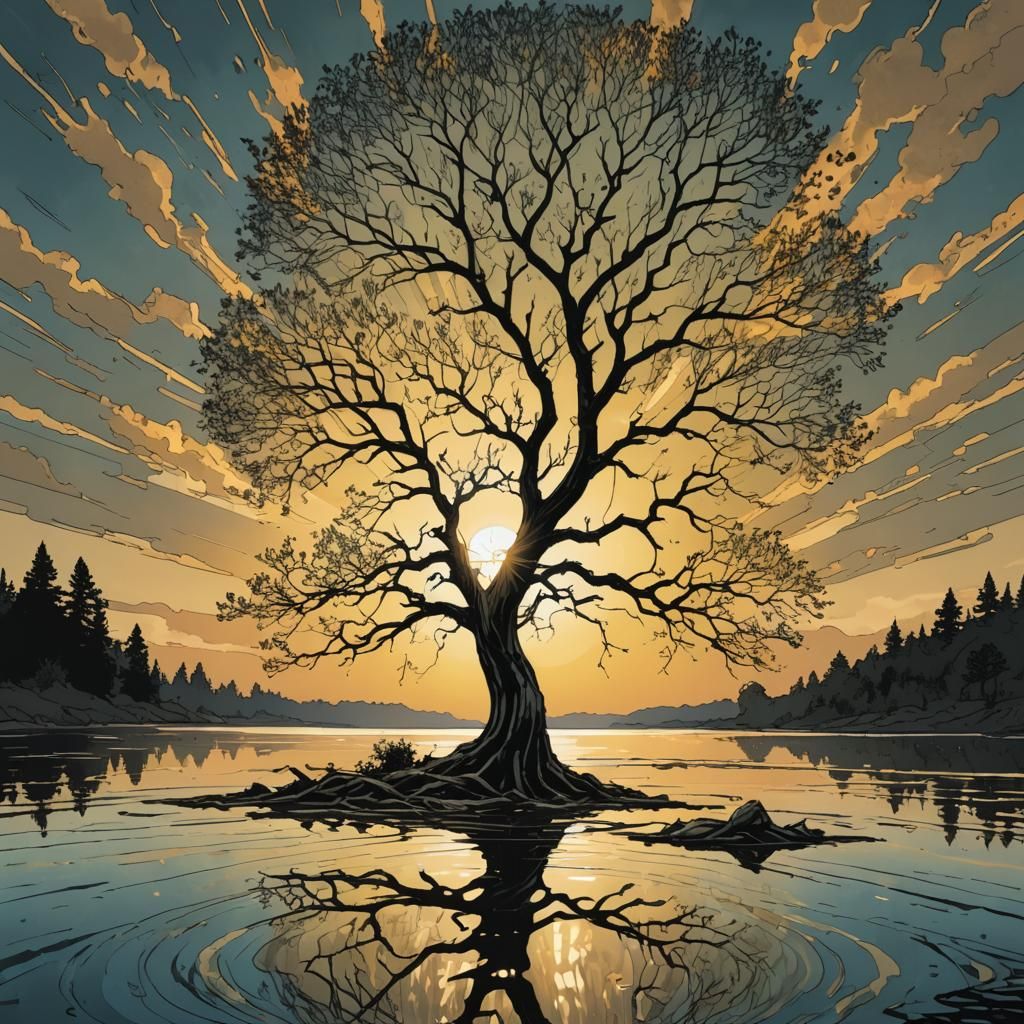 Lone Tree Dances in Golden Light, Comic Book Art