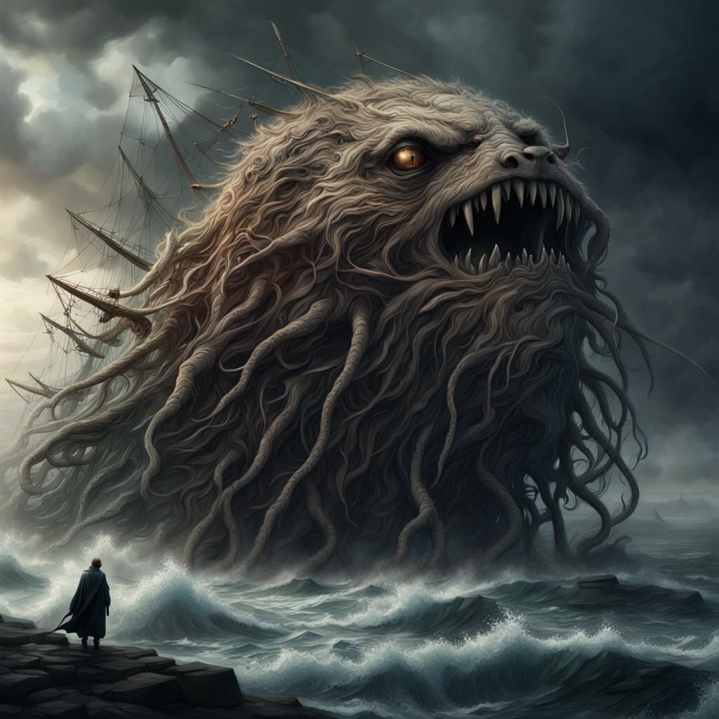 Epic By The Wind Sailor Creature Digital Painting