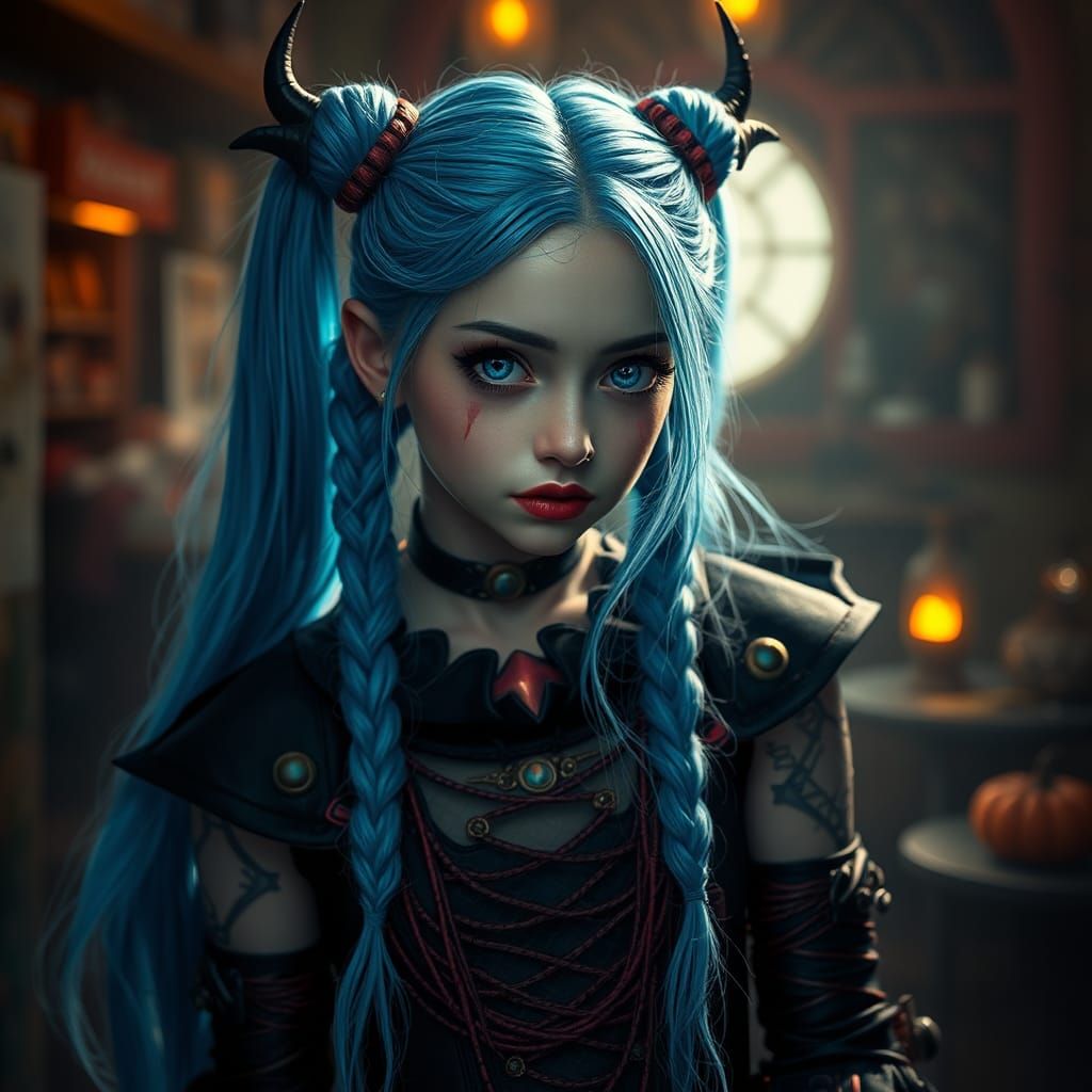 Hyperrealistic Jinx in Halloween Outfit