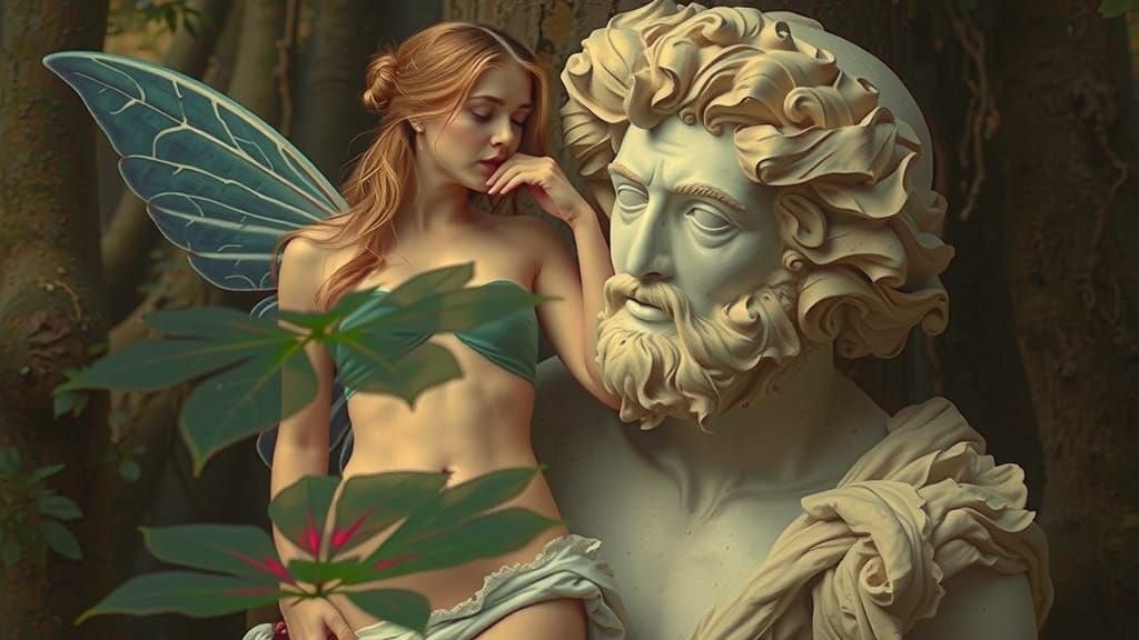 Mystical Forest Fairy as Marble Statue