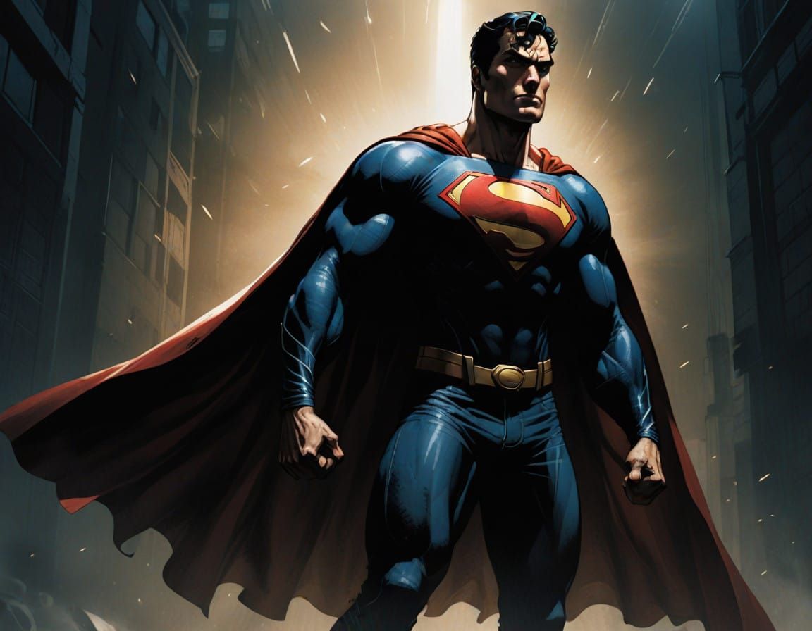 Young Hero Stands Tall as Dark Superman Looms Behind