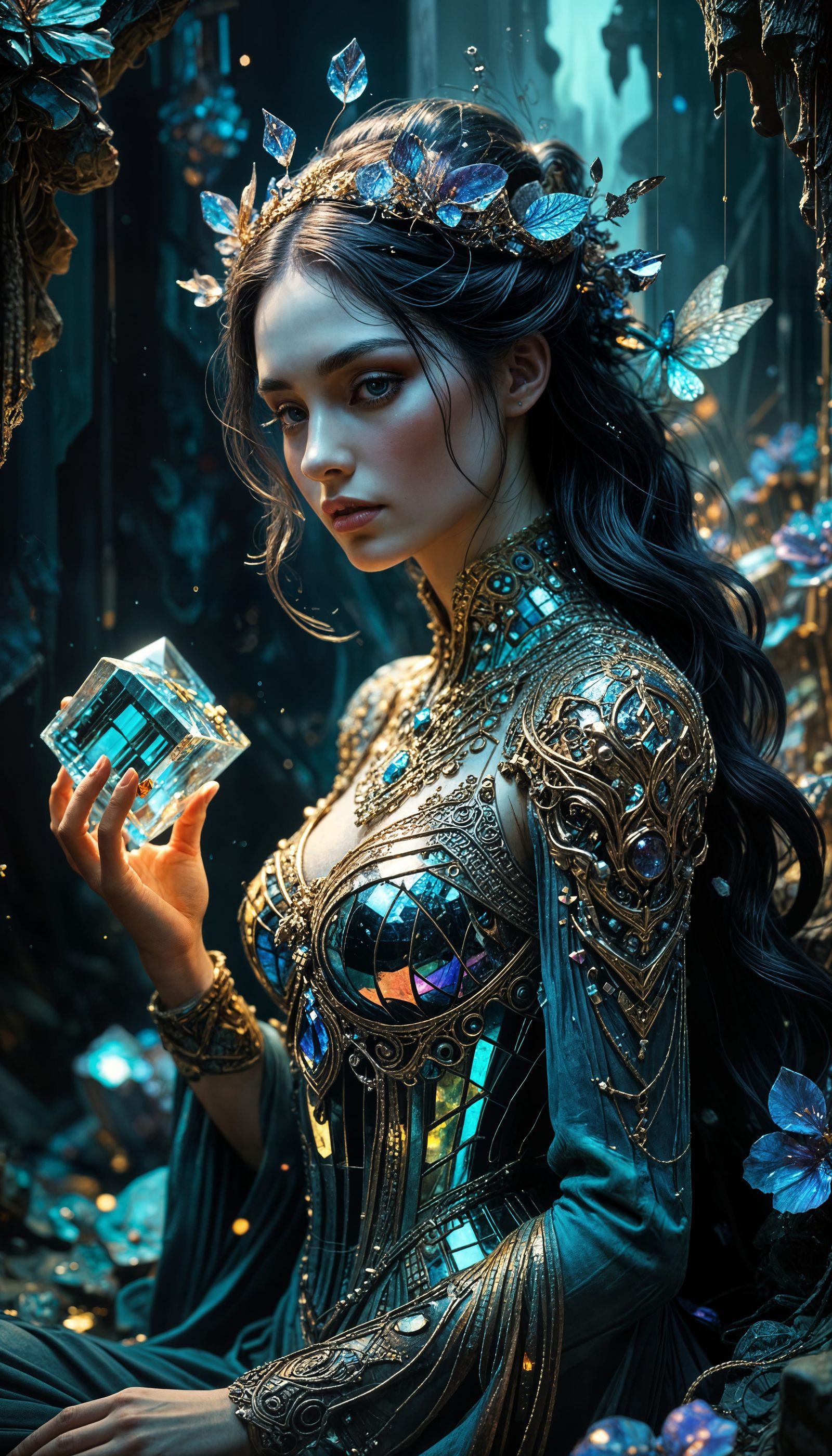 Bismuth Cubes in Vibrant Dye-Transfer Masterpiece