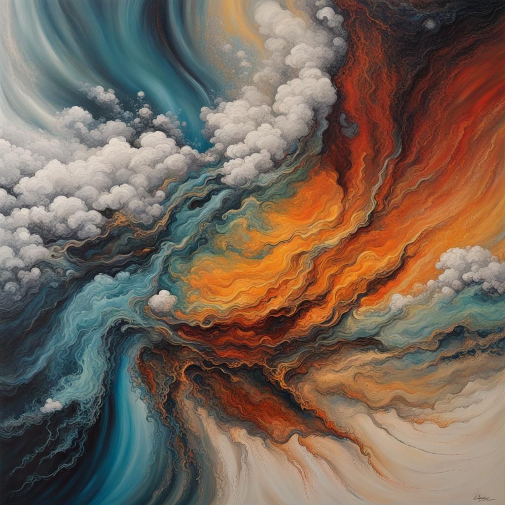 Abstract Perfect Storm in Complementary Colors