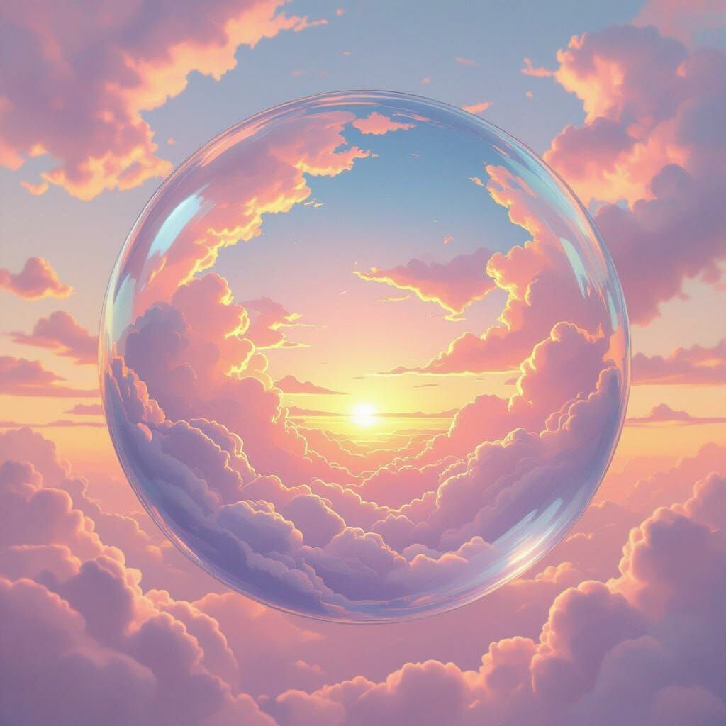 Surreal Pastel Cloud Bubble at Sunset