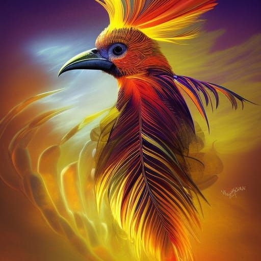 Exotic Sun Bird Digital Art, Detailed Matte Painting