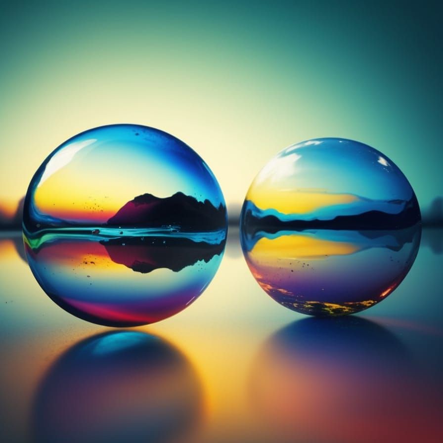 Colorful Bubbles Against Glass: An Ethereal Vision