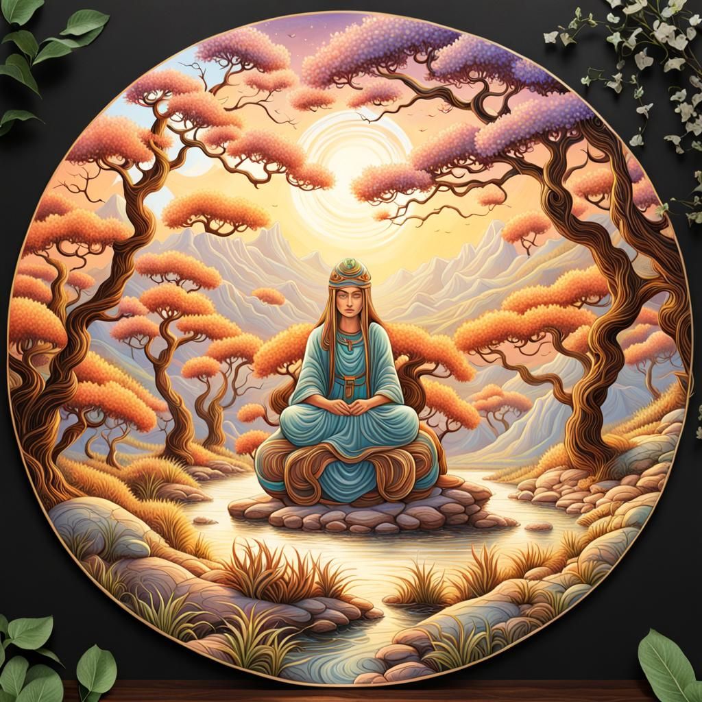 Sumo Wrestler in Teahouse, Visionary Art Style