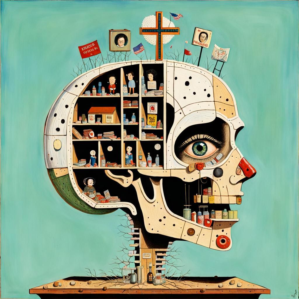 Betty Boop Cross-Section in Naive Art Style