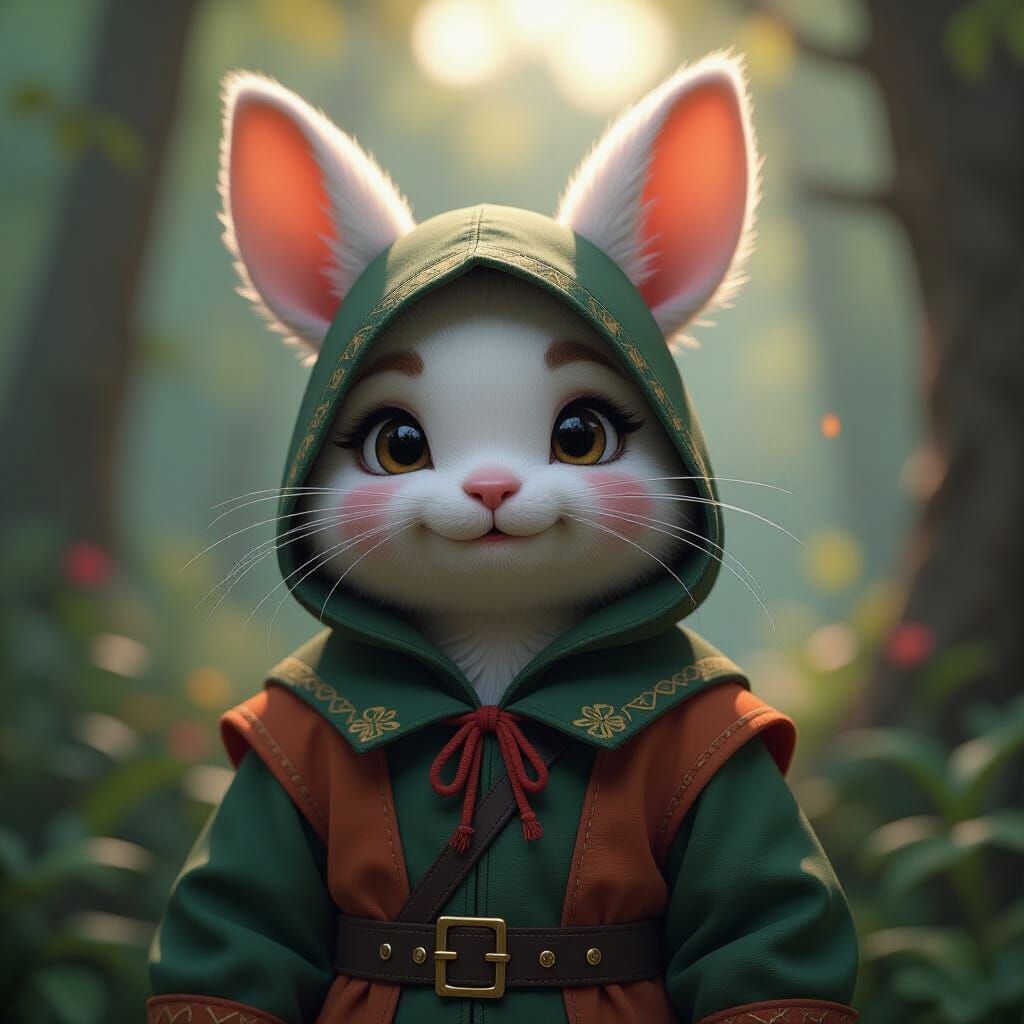 Playful Rabbit Impersonator in Fantastical Matte Painting