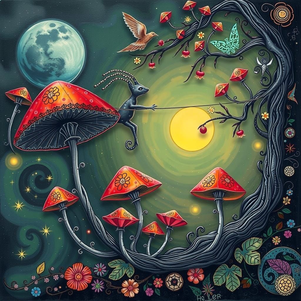 Gothic Witch Soars Through the Midnight Sky