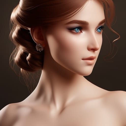 Detailed Portrait of a Beautiful Woman in Art Nouveau Style