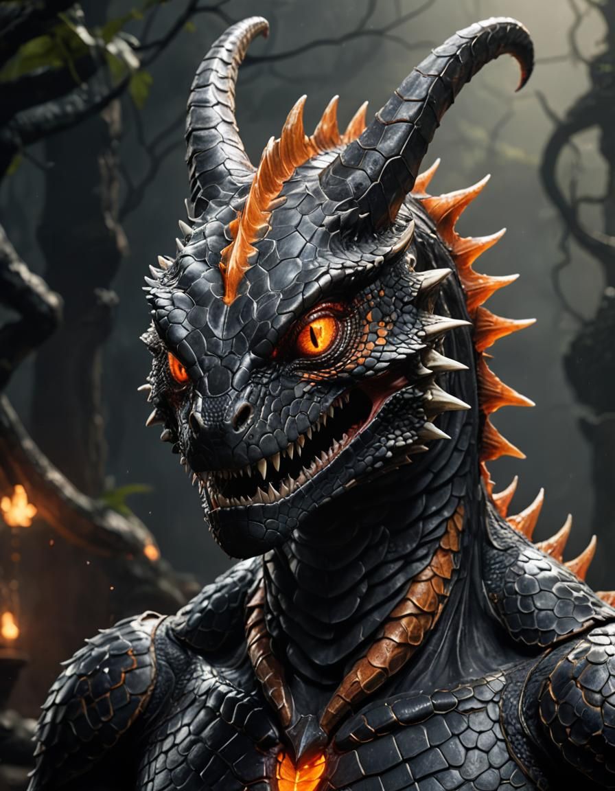 Werelizard Portrait in Dark Fantasy Style