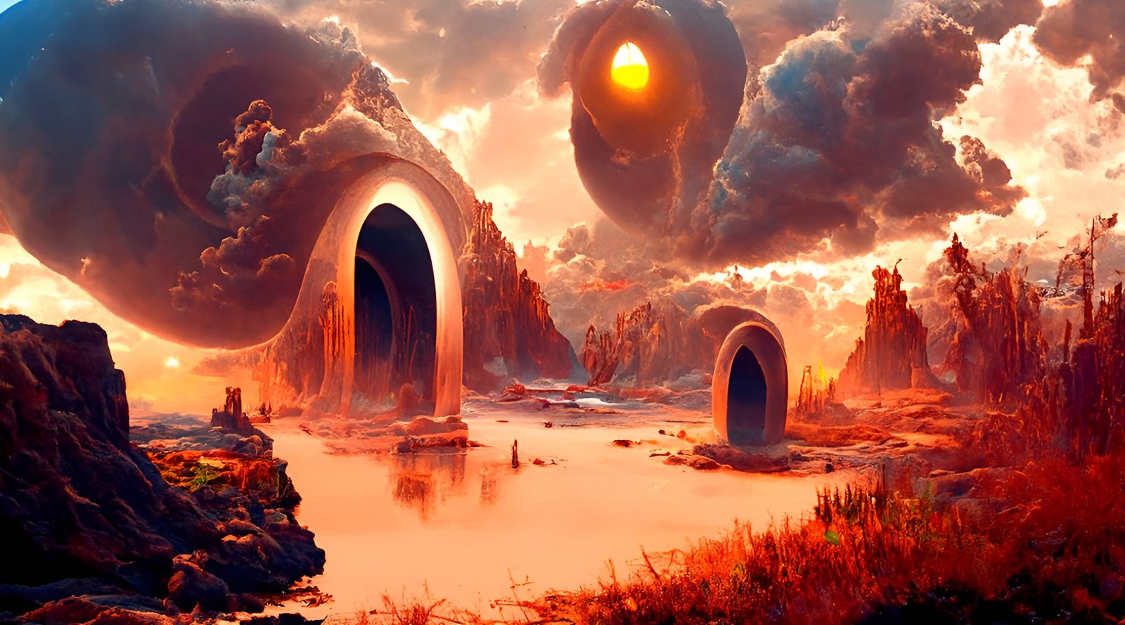 Sinister Mechanical World Seen Through Magic Portal