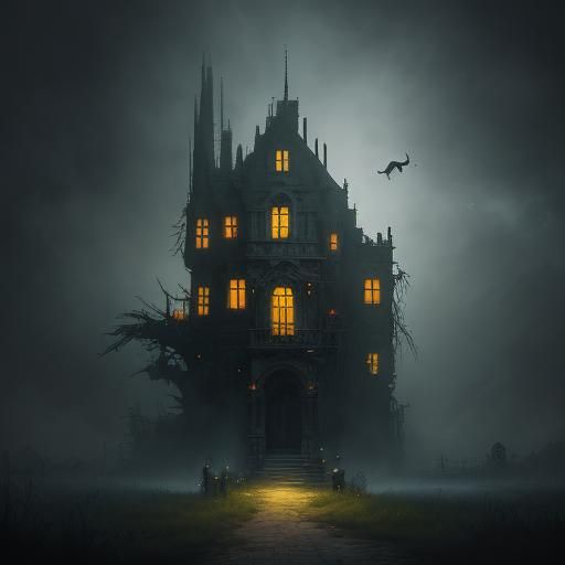 Kawaii Creature in Beksiński-Inspired Digital Painting