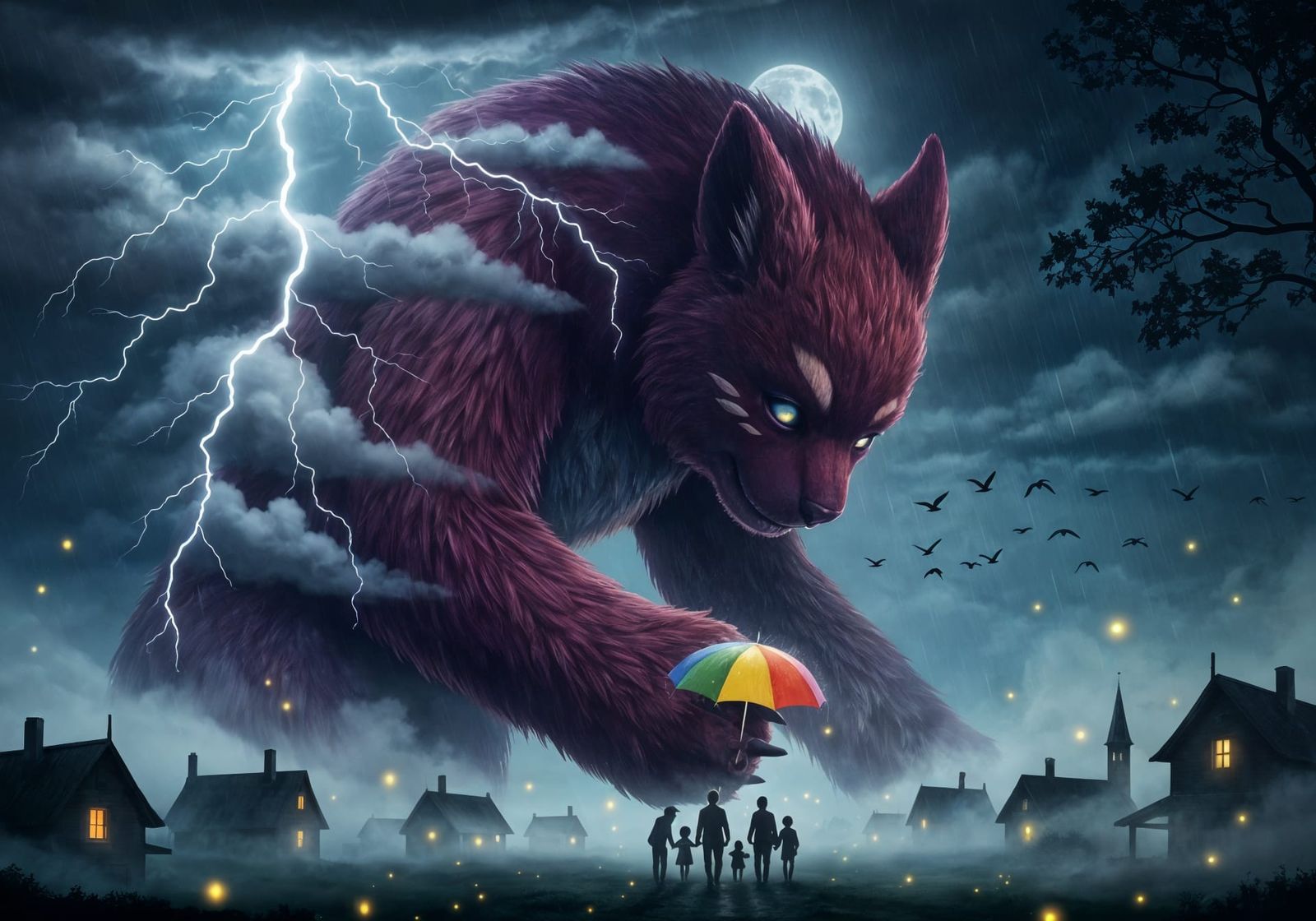 Gentle Furry Giant Shelters Village from Storm